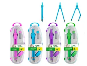 Compas liderpapel articulé adaptateur universel circonférence 38cm longueur 14cm mine 2mm étui coloris assortis — Non classé