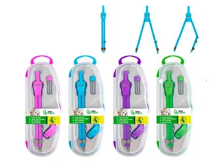 Compas liderpapel articulé adaptateur universel circonférence 38cm longueur 14cm mine 2mm étui coloris assortis — Non classé