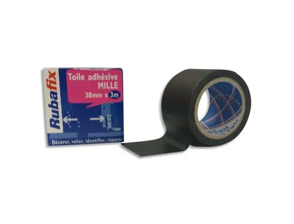 Rubafix Ruban toile, se découpe à la main, plastifié, noir — Adhésifs & colles spéciales