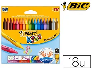 Crayon cire bic kids plastidécor 120mm résistant non salissant étui carton 18 unités — Non classé