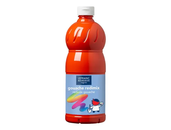 LEFRANC BOURGEOIS Gouache liquide 1.000 ml, rouge vermillon — Gouaches et peintures scolaire