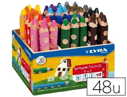 Crayon Couleur Lyra Groove Triple 3en1 10 mm Coffret École 48 Unités — Activités artistiques