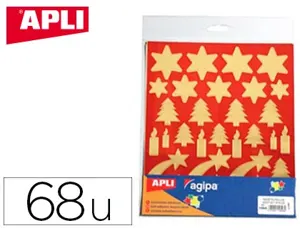 Gommette noël apli agipa coloris or fond rouge pochette 68 unités — Non classé