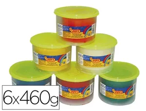 Pâte à modeler jovi box blandiver coloris assortis blanc jaune rouge vert bleu orange 6 pains 460g — Non classé