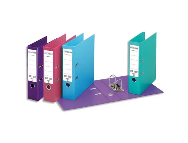 Classeur Levier Esselte Chromos Plus A4 Polypropylène Griffes Blocage Dos 80 mm Grand Porte-Étiquette Coloris Assortis —…