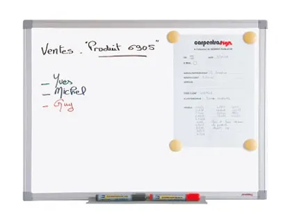 Tableau blanc juvénilia laqué magnétique usage fréquent auget plastique gris kit fixation inclus 100x150cm — Non classé