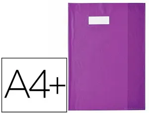 Protège-cahier elba styl'sms pvc opaque 12/100e sans phtalates porte-étiquette et étiquette a4+ 240x320mm violet — Non classé