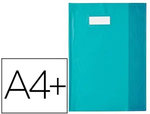 Protège-cahier elba styl'sms pvc opaque 12/100e sans phtalates porte-étiquette et étiquette a4+ 240x320mm turquoise — Non…