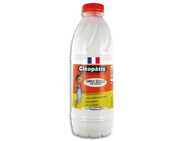 Colle Vinylique Cléopâtre Blanche Tous Types Travaux Usage Maison Bureau Nettoyage Facile Sans Solvant Flacon 1l, COLLES…