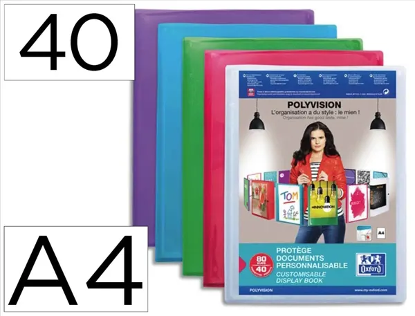 Protège-documents elba polyvision polypropylène couverture souple 40 pochettes 80 vues a4 coloris assortis translucide —…