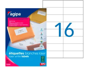 Étiquette adhésive apli agipa imprimante laser copieur 105x37mm boîte 1600 unités — Non classé