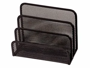 Trieur enveloppes q-connect métal mesh maille métallique 3 compartiments courrier 175x140x80mm coloris noir — Non classé