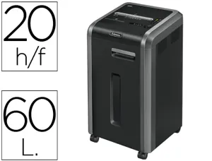 Destructeur fellowes 225ci coupe croisée 4x38mm a4 très confidentiel détruit trombones agrafes 60l 454x435x785mm — Non classé