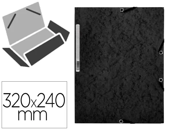 Chemise q-connect carte lustrée 375g pour documents a4 320x243mm 3 rabats coloris noir — Non classé