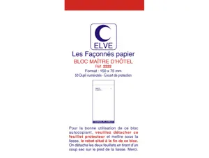 Bloc maître d'hôtel elve papier autocopiant numéroté 1/50 75x150mm 50 duplis bleu rouge — Non classé