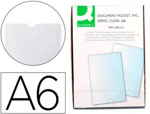 Étui protection q-connect pvc transparent 15/100e a6 105x148mm contour soudé en u — Non classé