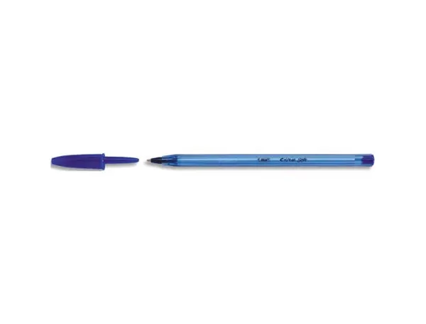 Stylo-bille bic cristal soft écriture large 0.8mm encre classique bille indéformable capuchon couleur encre bleu — Non classé