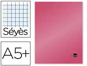 Cahier piqué liderpapel couverture plastique souple a5+ 17x22cm 90g 96 pages séyès coloris rouge — Non classé