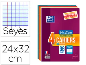 Cahier oxford infinum agrafe 24x32cm 96p 90g séyès lot 4u  carton de 10u — Non classé