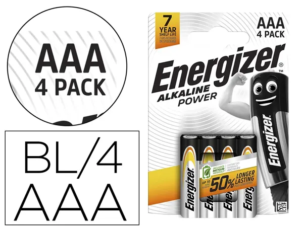 Pile energizer alcaline power i.c.e. lr03 taille aaa blister 4 unités — Non classé