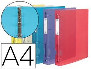 Classeur oxford hawaï 4 anneaux ronds 15mm polypropylène supérieur 10/10e 310x245mm dos 20mm étiquette coloris assortis —…