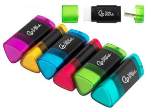 Taille-crayon liderpapel plastique forme triangulaire réservoir à copeaux gomme écologique sans pvc coloris assortis — Non…