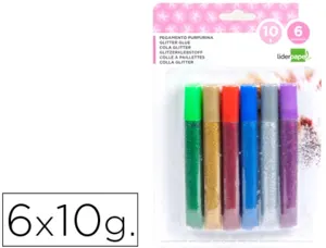 Colle pailletée liderpapel coloris assortis métallisés blister 6 unités 10g — Non classé