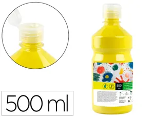 Gouache scolaire liderpapel liquide lavable fermeture sécurité brillante coloris jaune citron flacon 500ml — Non classé