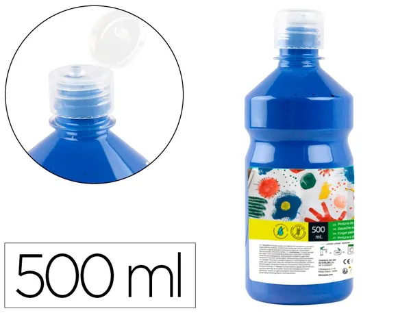 Gouache scolaire liderpapel liquide lavable fermeture sécurité brillante coloris bleu marine flacon 500ml — Non classé