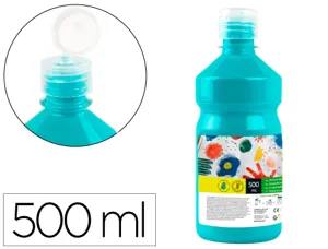 Gouache scolaire liderpapel liquide lavable fermeture sécurité brillante coloris turquoise flacon 500ml — Non classé