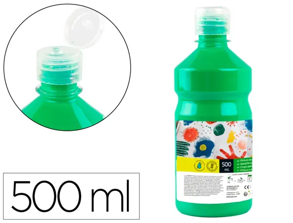 Gouache scolaire liderpapel liquide lavable fermeture sécurité brillante coloris vert flacon 500ml — Non classé
