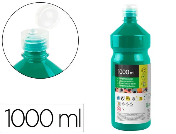 Gouache scolaire liderpapel liquide lavable fermeture sécurité brillante coloris vert foncé flacon 1000ml — Non classé