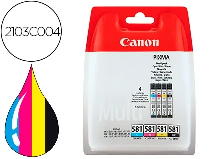 Cartouche d'encre original canon cli-581 223 p noir/cyan/magenta/jaune pack 4 couleur — Non classé