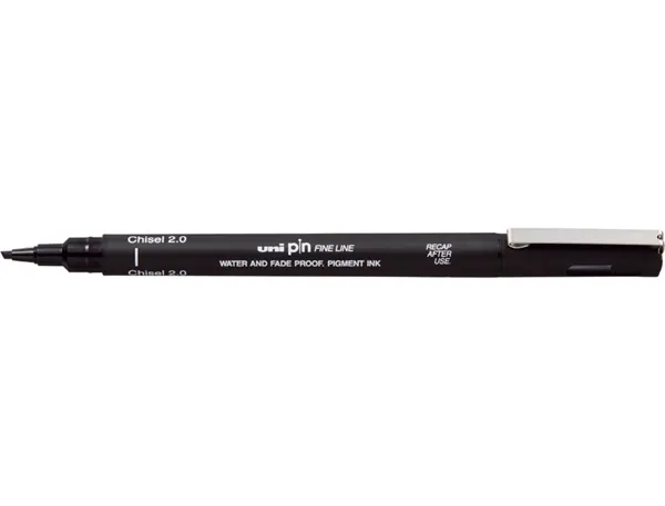 Feutre technique uniball calibrees  pointes biseau     2mm coloris noir — Non classé