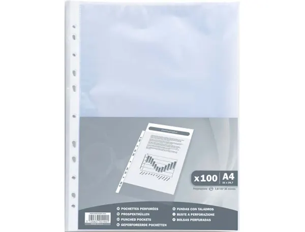 Sachet exacompta 100 pochettes perforees a4        polypropylene graine 40       microns — Non classé
