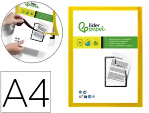 Cadre affichage liderpapel mural magnetique a4 dos       adhesif repositionnable       coloris jaune — Non classé