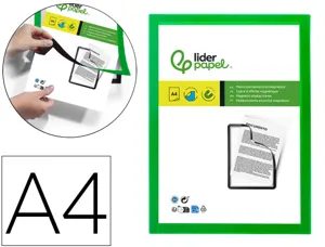 Cadre affichage liderpapel mural magnetique a4 dos       adhesif repositionnable       coloris vert — Non classé