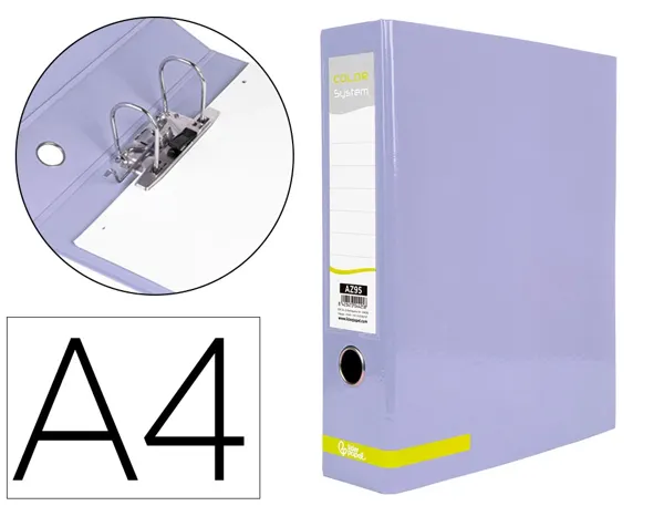 Classeur a levier liderpapel a4 color system dos de 80 mm  coloris lavande — Non classé