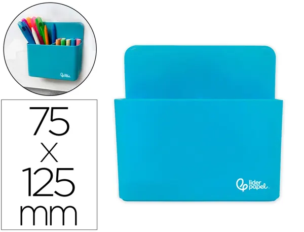 Pot a crayons liderpapel plastique magnetique          125x75x40 mm bleu — Non classé