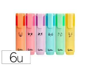 Surligneur liderpapel fluorescent pointe biseaute   etui de 6 un coloris pastel   assortis — Non classé