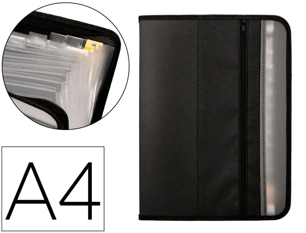 Trieur liderpapel 13 compartiments polypro a4      fermeture eclair coloris noir — Non classé