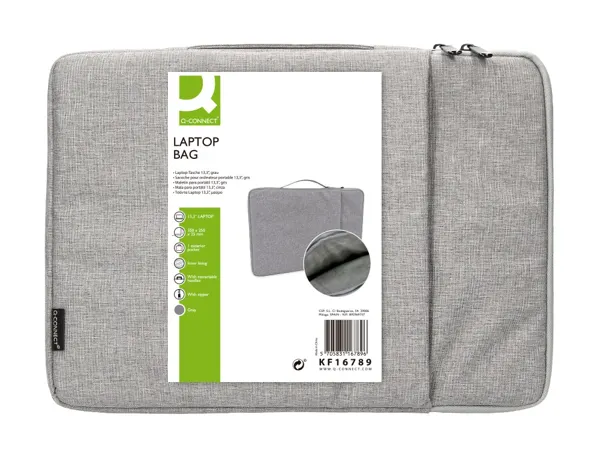 Housse pc 13.3/' q-connect poignee 1 poche exterieure    fermeture eclair 350x250x25   mm coloris gris — Non classé