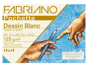 Pochette fabriano papier a dessin a grain a4 210x297mm   125g coloris blanc 12         feuilles — Non classé