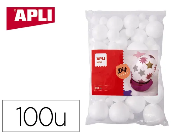 Boules apli kids polystyrene diametres assortis de 10 a    60mm format maxi sachet zip   coloris blanc 100 unites — Non…