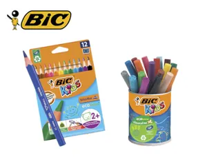 Lot scolaire bic kids special maternelle 12 etuis 12 crayonscouleur evolution + 5 pots 18 feutres visacolor xl 17 kits —…