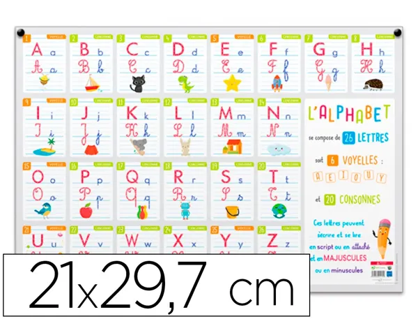 Carte bouchut grandremy pedagogique abecedaire illustre a4 support souple 170gr pellicule recto/verso etui 26 unites — Non…
