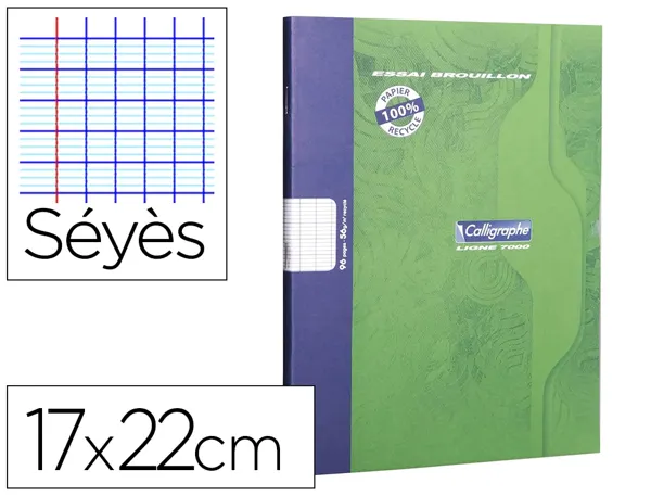 Cahier Pique Clairefontaine Brouillon Couverture Carte Offset Papier Velin Surfin 17x22 cm 96p Seyes 56g Coloris Vert —…