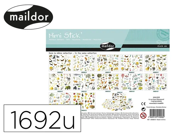Mini Stick Maildor 21x16 cm 12 Themes Varies Sachet 48 Planches 1692 Unites — Activités artistiques