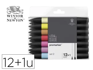 Marqueur w&n promarker tous supports encre base alcool    double pointe set n°2 blister 12 coloris assortis + 1 — Non classé