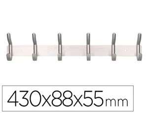Porte-manteaux liderpapel mural metal 6 pateres         430x88x55mm coloris argent — Non classé
